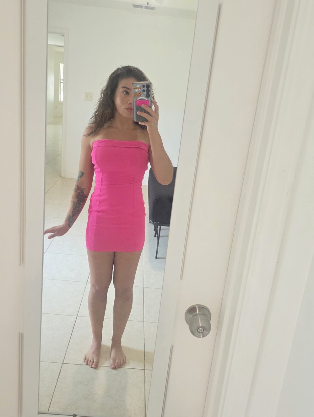 Hot Pink Strapless Mini Dress